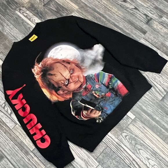 🔥🔥 “NWT” CHUCKY Horror Movie x SHOE PALACE “AOP” Black Crewneck Sweatshirt Sz - Picture 3 of 11
